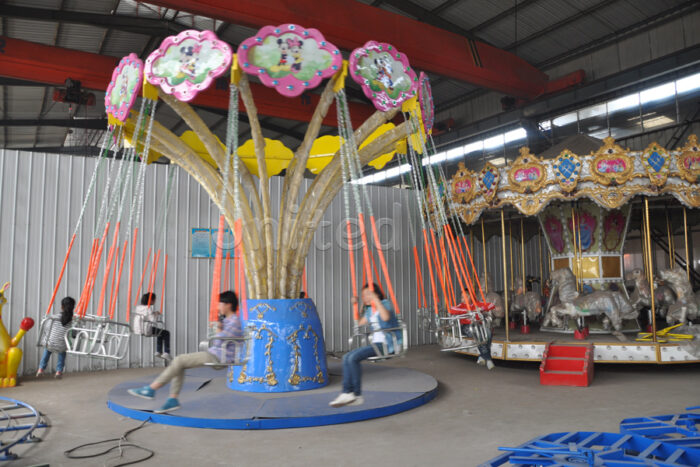 Lotus Themed Flying Chair Carnival Rides in Testing Before Shipping to Our Customers