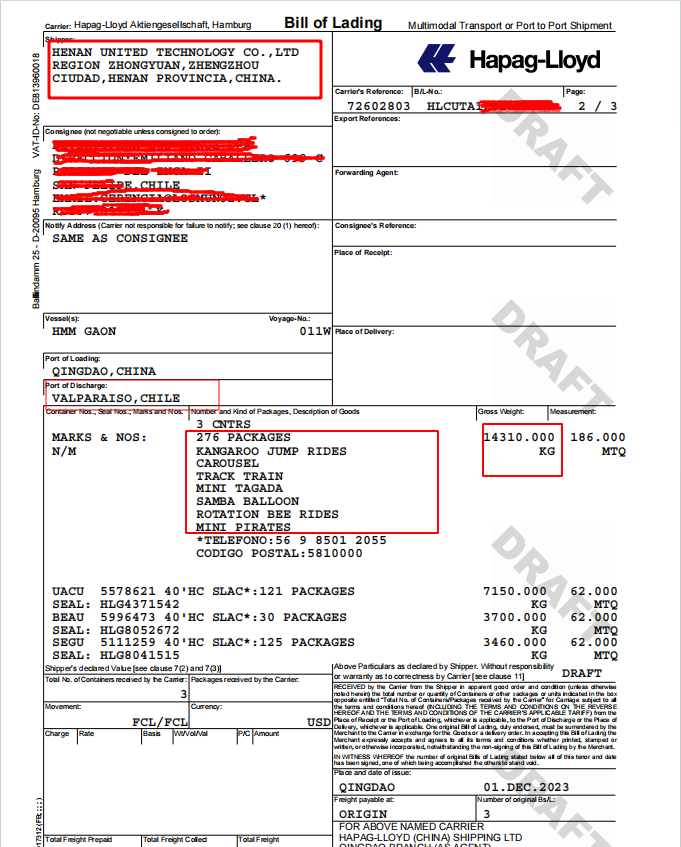 Bill of Lading